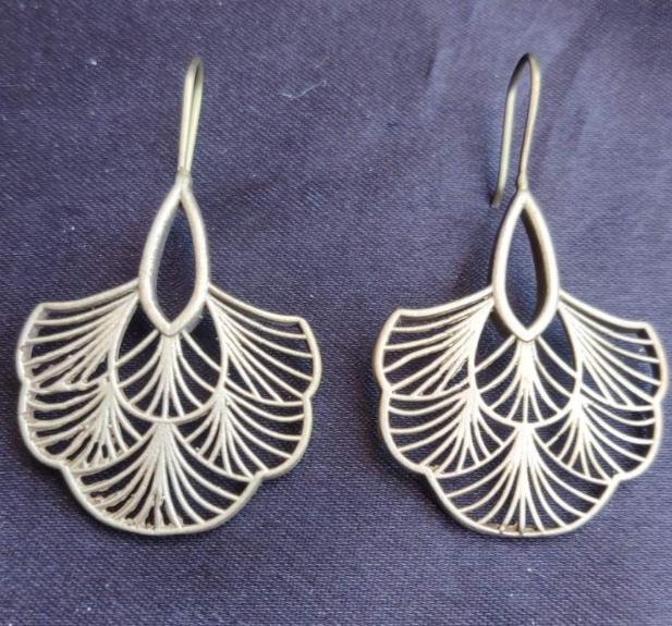 Boho Chic Layered Flower Brass Earrings with Intricate Detailing in Germany