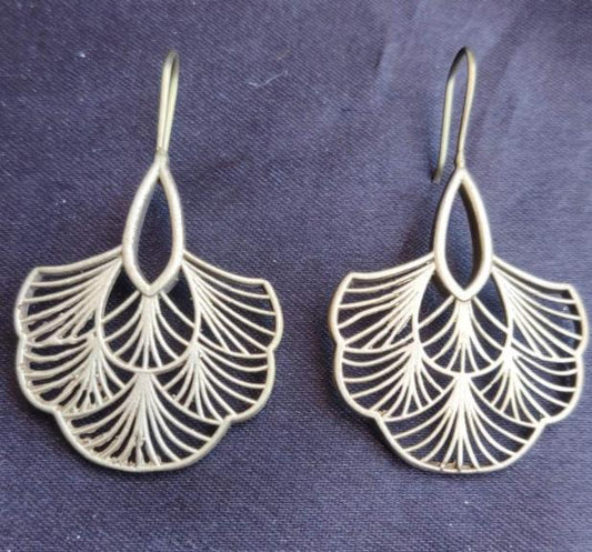 Boho Chic Layered Flower Brass Earrings with Intricate Detailing in Germany