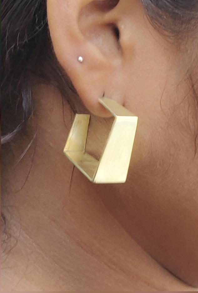 Brass Handmade Square Shape Hoop Earring for Women and Girls in Germany