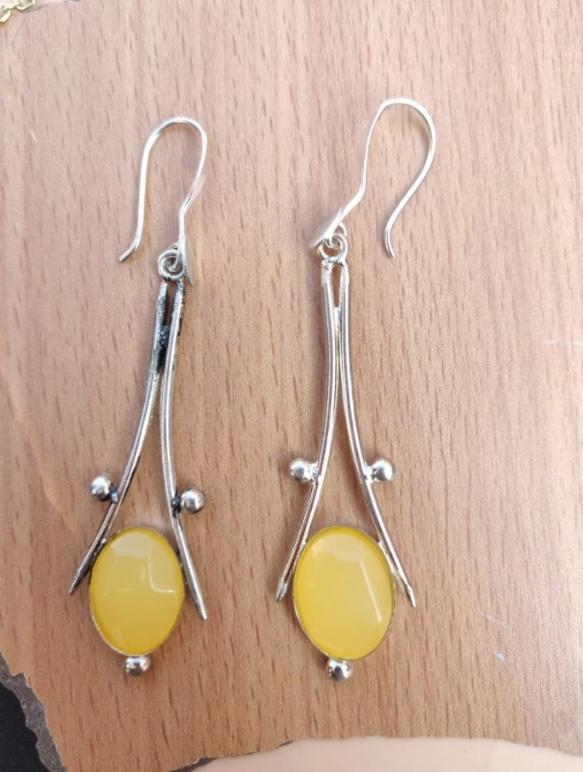 Yellow Stone Silver Polished Earring in Germany