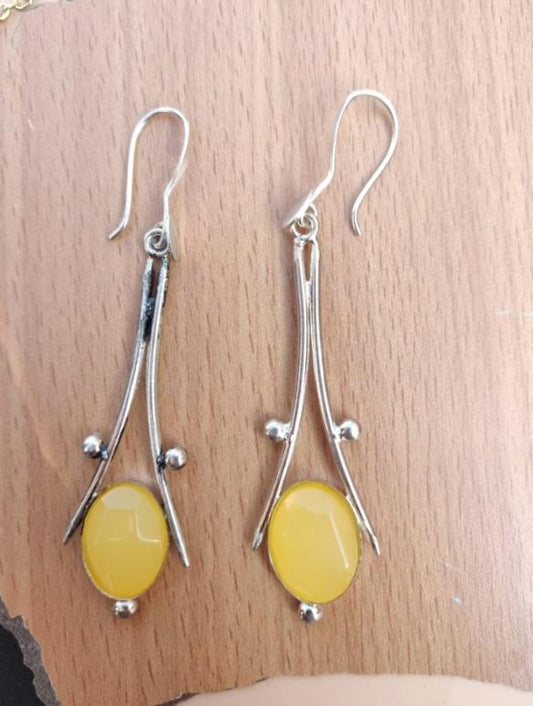 Yellow Stone Silver Polished Earring in Germany