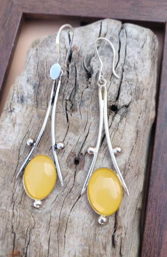 Yellow Stone Silver Polished Earring in Germany