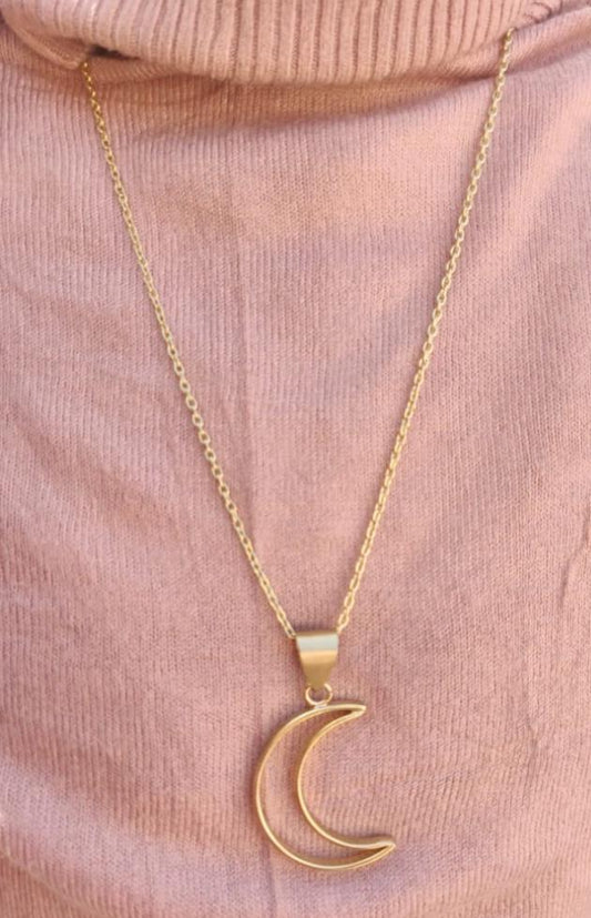 Gorgeous Women Moon Pendant Necklace Brass Long Chain Necklace for Girls