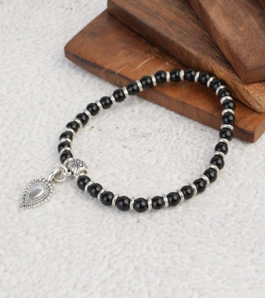 German silver Black Bead Silver Plated Designer Jhumki Charm Nazaria Bracelet in Germany