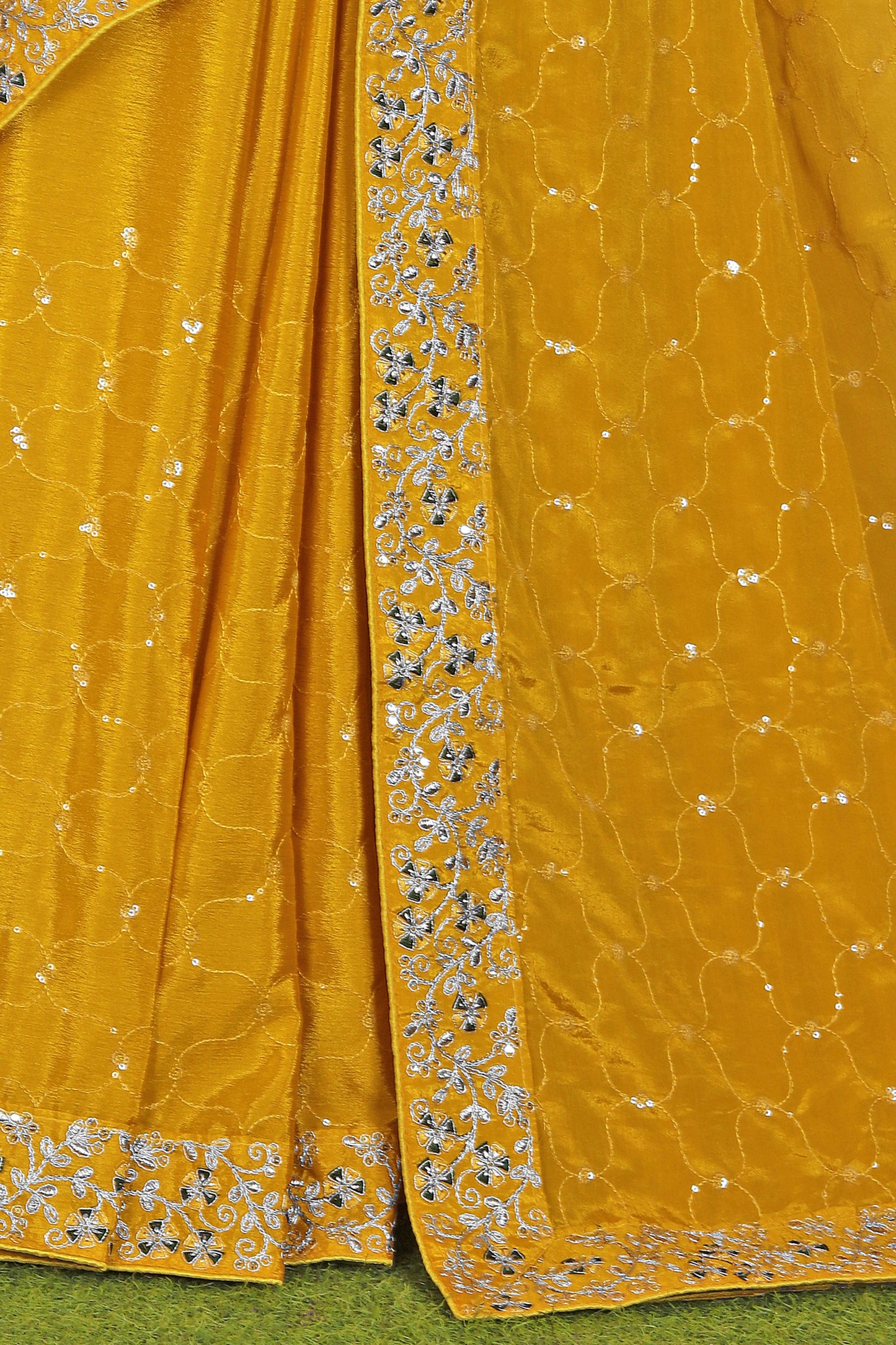Yellow Chinnon Saree in Germany