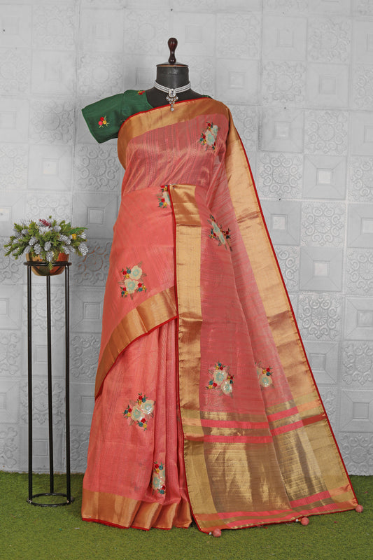 Chanderi Silk Saree with stitched blouse in Munich