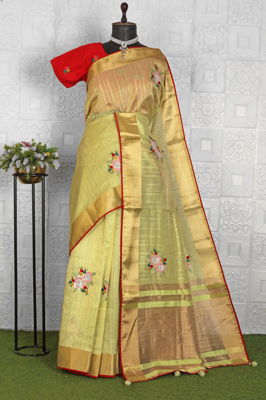 Beautiful Chanderi Silk Saree with stitched blouse in Germany