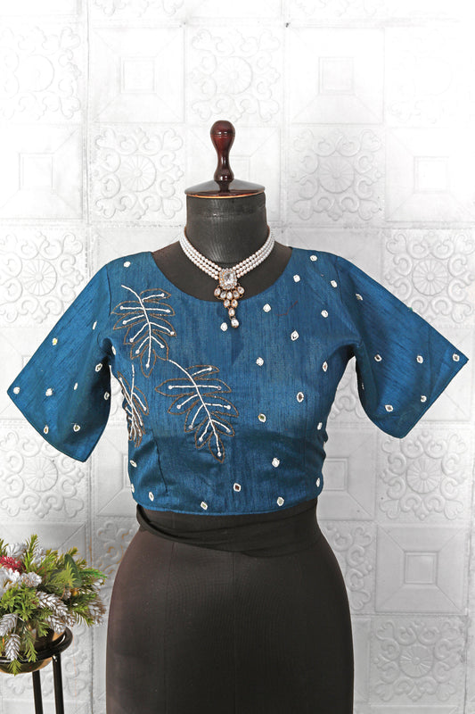 Tissue Silk Saree embroidery and fabric detail - Neha Couture Indian Fashion