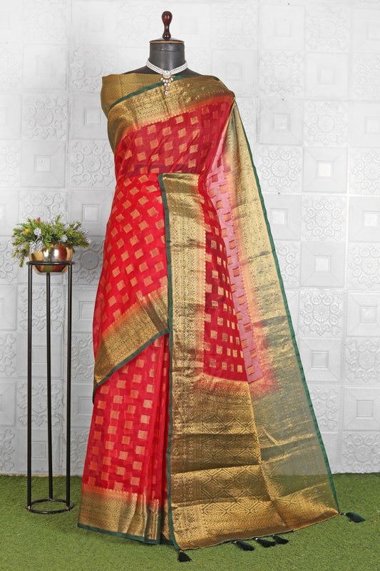 Beautiful Chanderi Silk Saree with stitched blouse in Germany