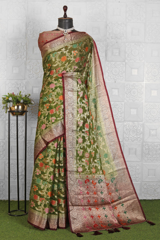 Chanderi Silk Saree with stitched blouse in Germany