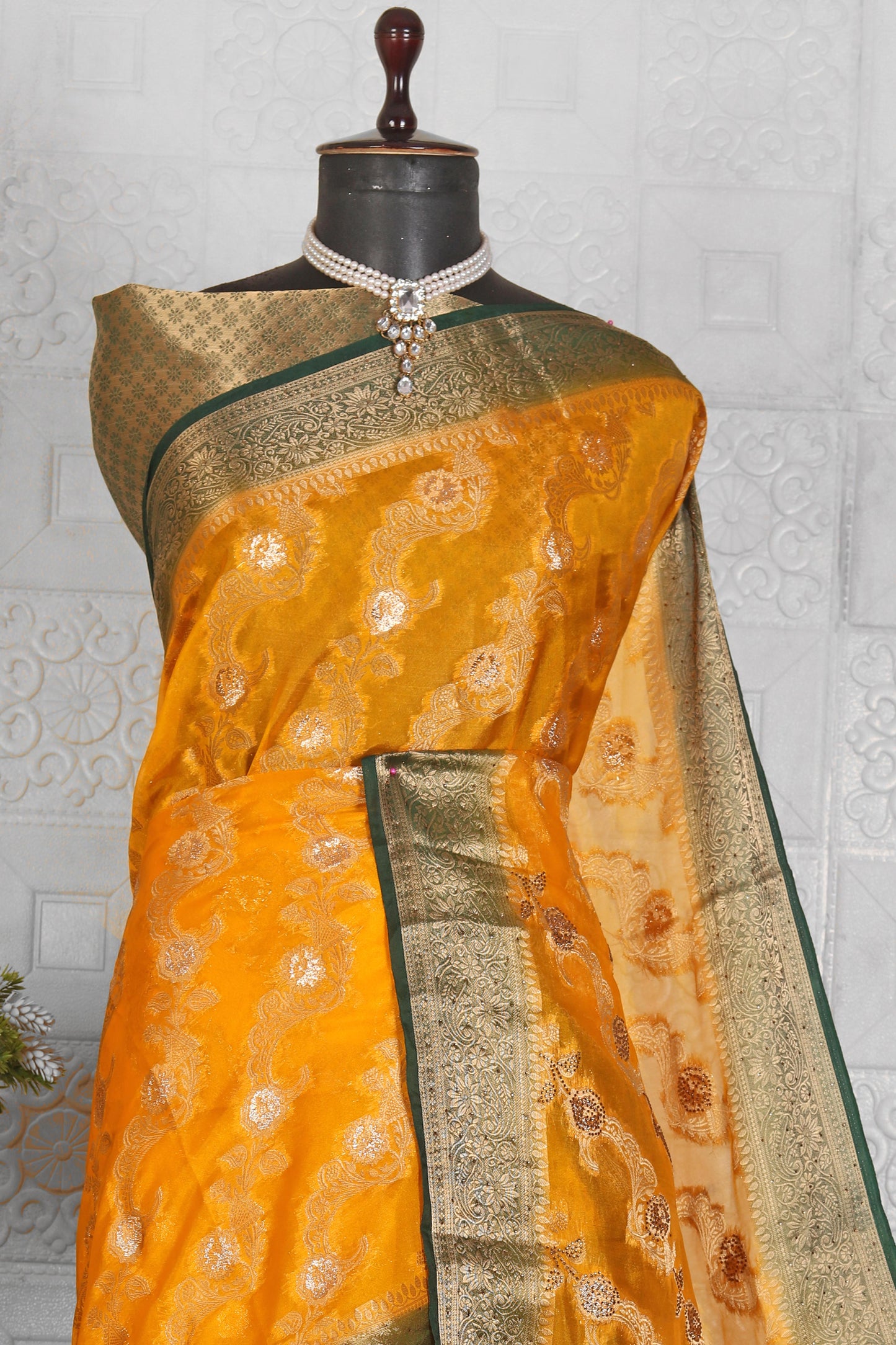 Chanderi Silk Saree with stitched blouse in Germany