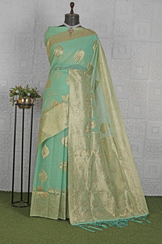 Chanderi Silk Saree with stitched blouse in Germany