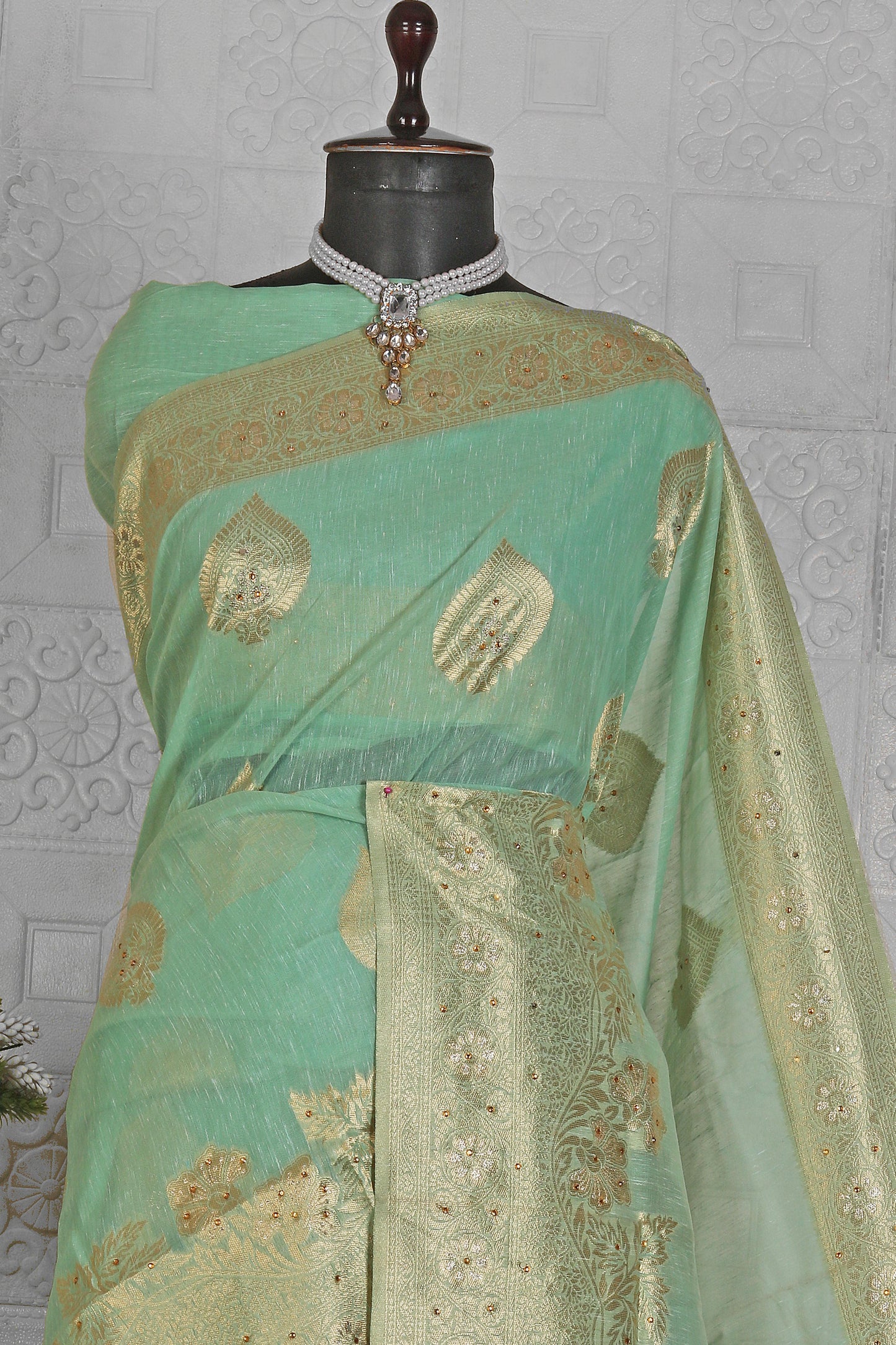 Chanderi Silk Saree with stitched blouse in Germany