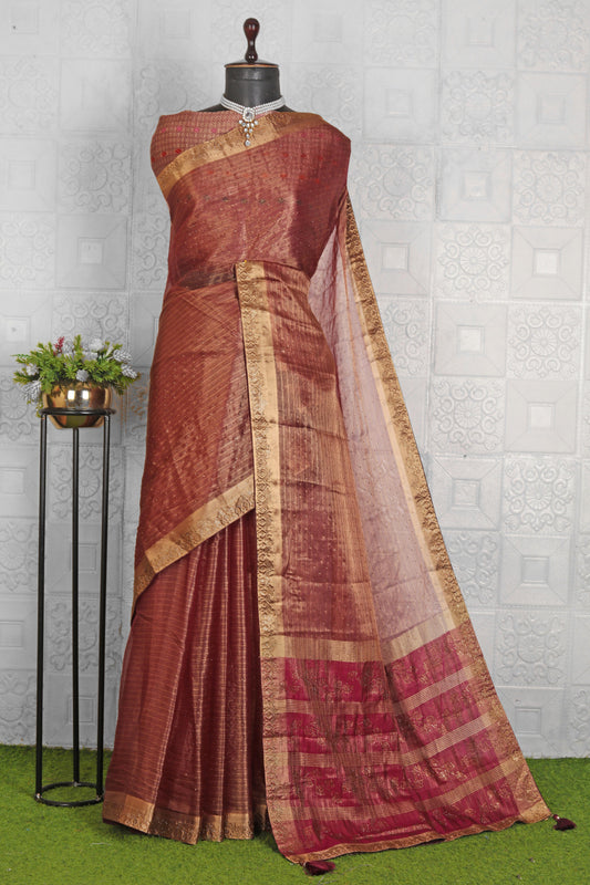 Chanderi Silk Saree with stitched blouse in Germany