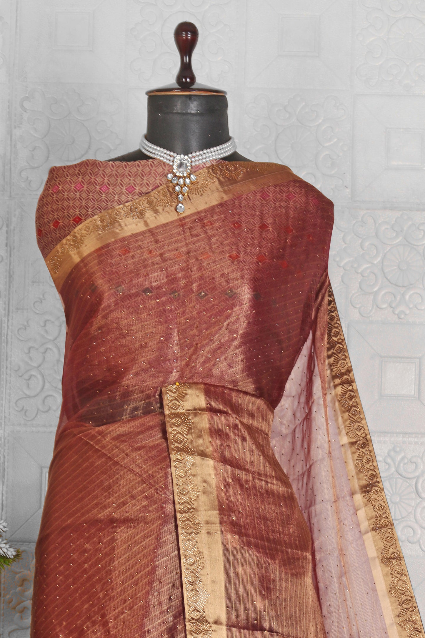 Chanderi Silk Saree with stitched blouse in Germany