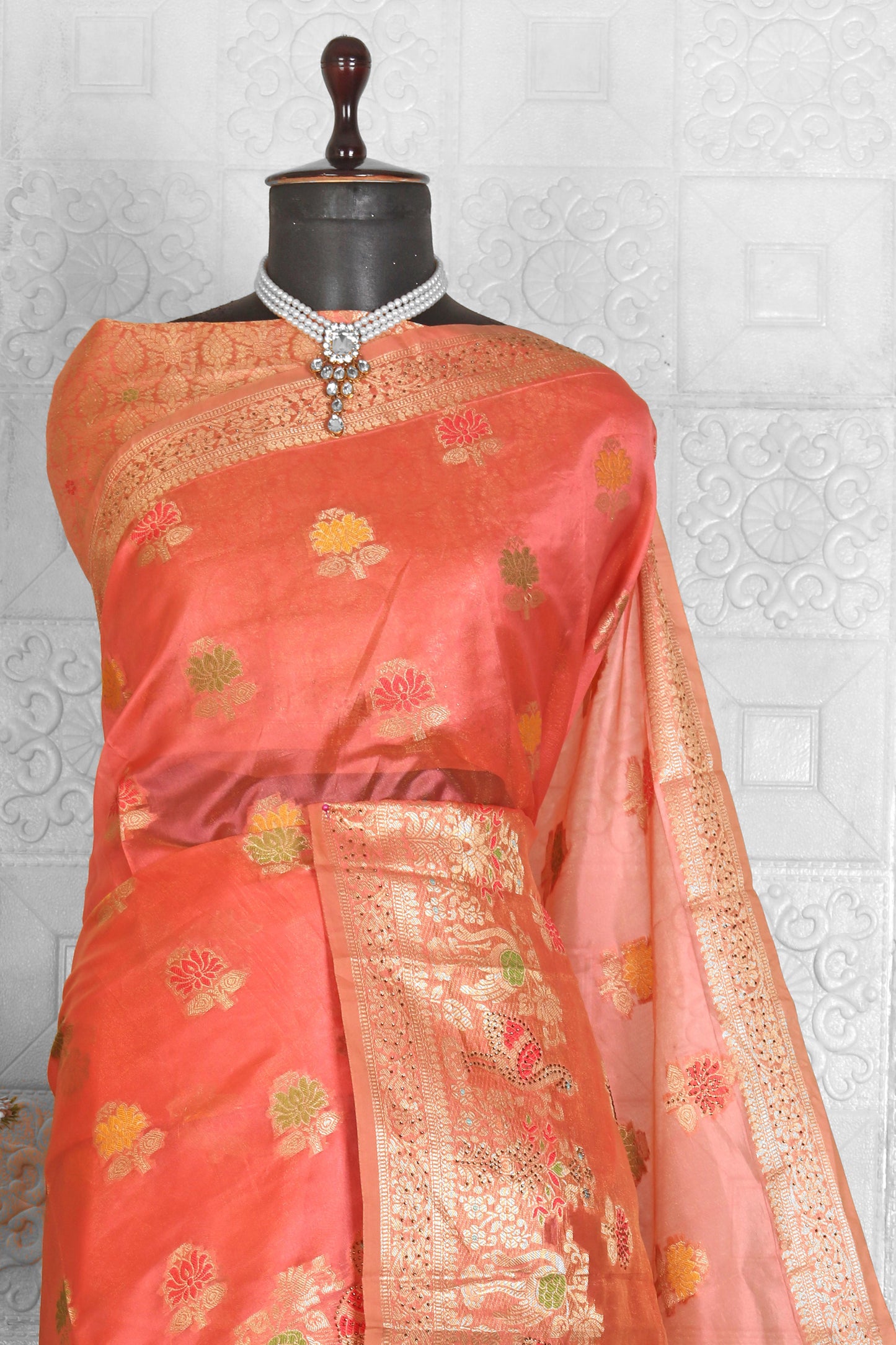 Chanderi Silk Saree with stitched blouse in Germany