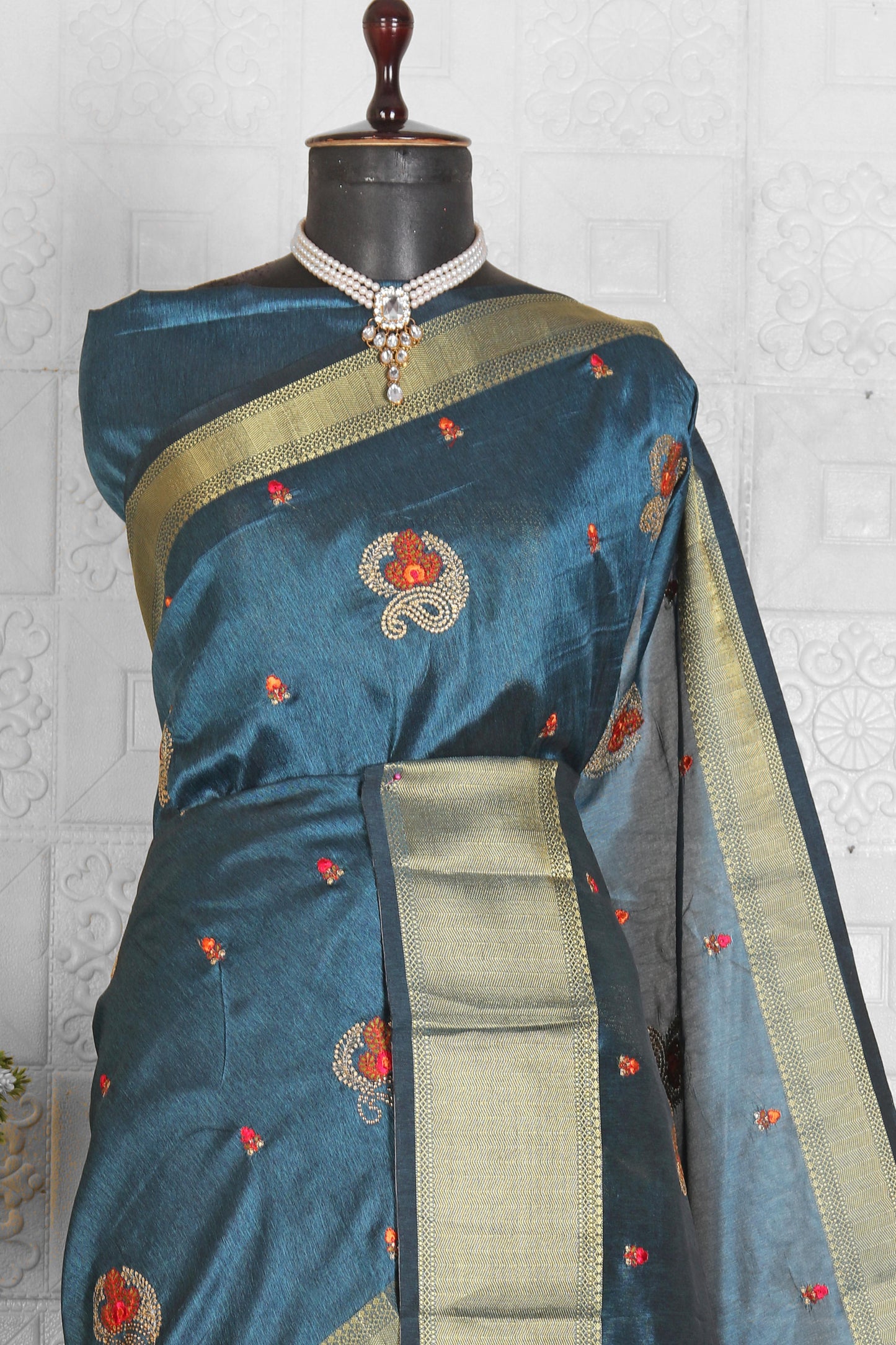 Chanderi Silk Saree with stitched blouse in Germany