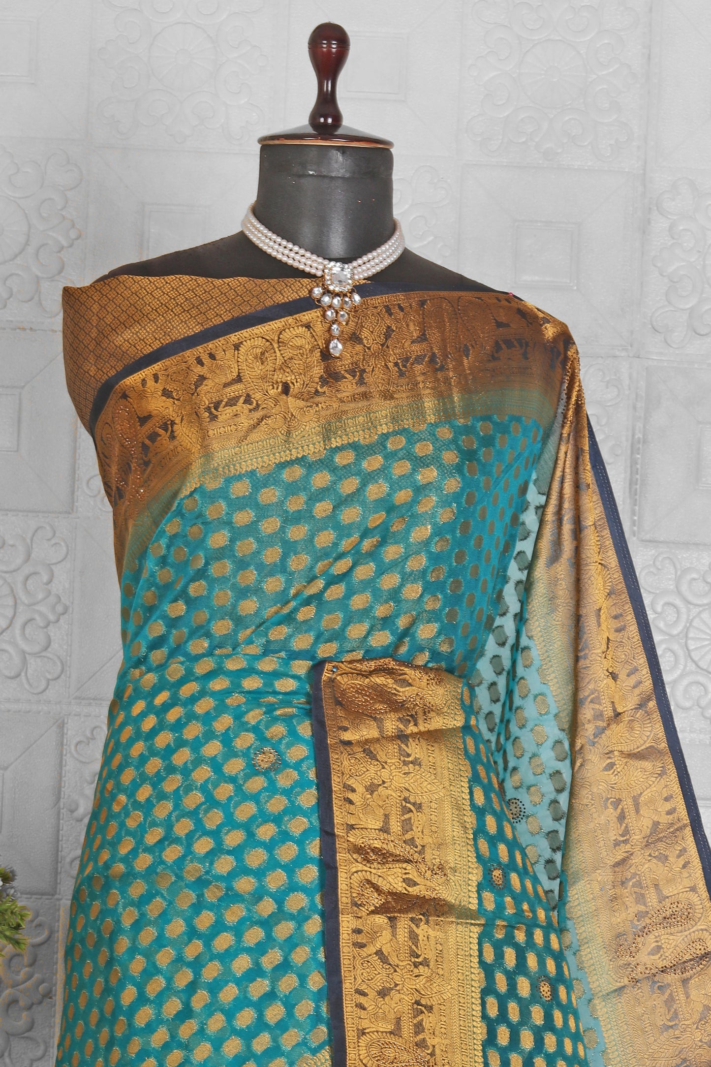 Chanderi Silk Saree with stitched blouse in Germany