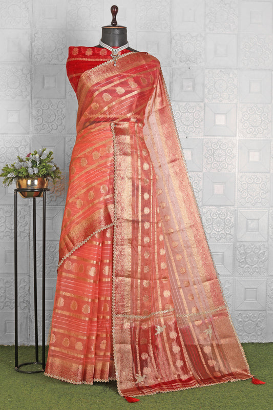Chanderi Silk Saree with stitched blouse in Germany