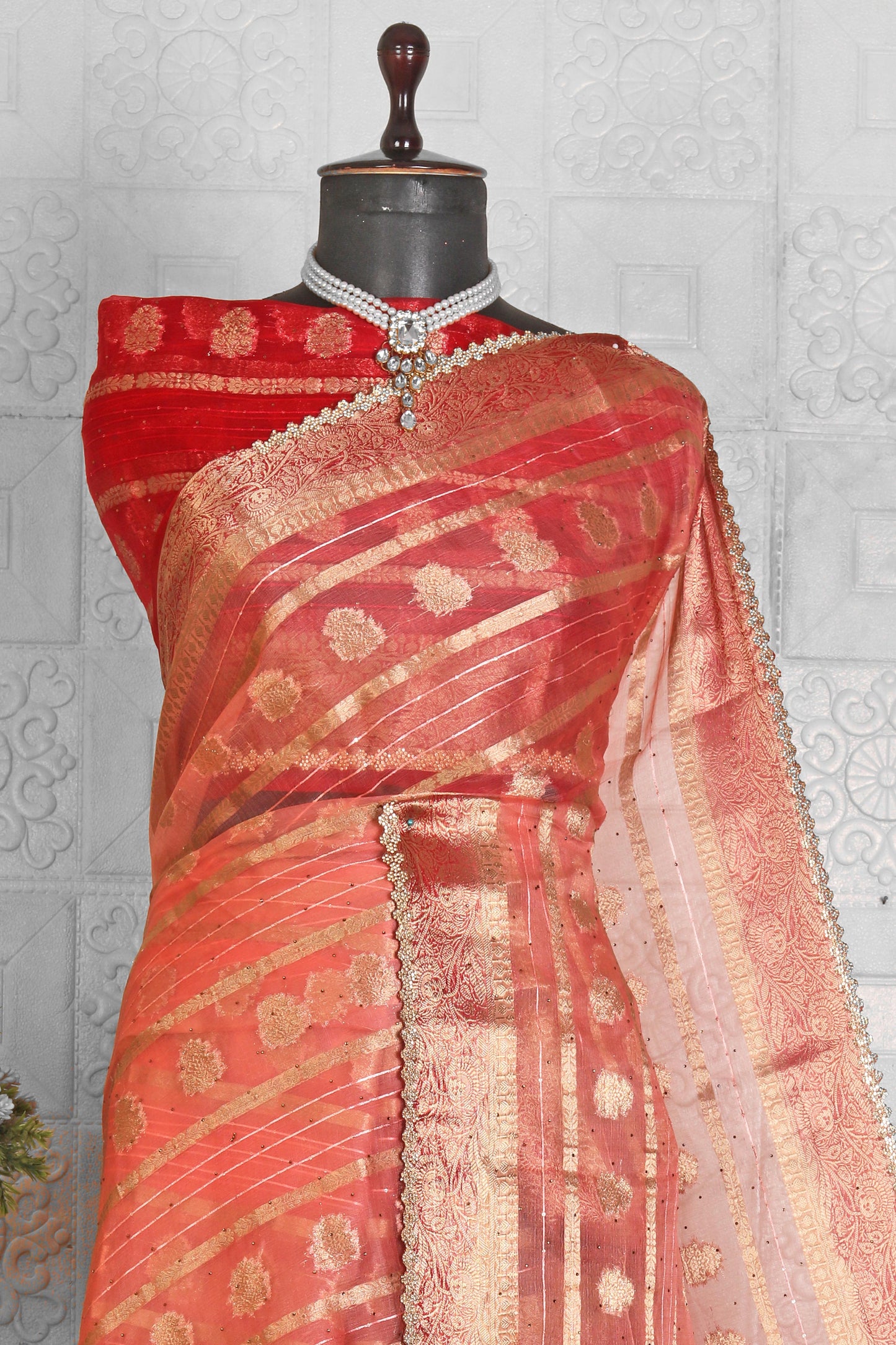 Chanderi Silk Saree with stitched blouse in Germany