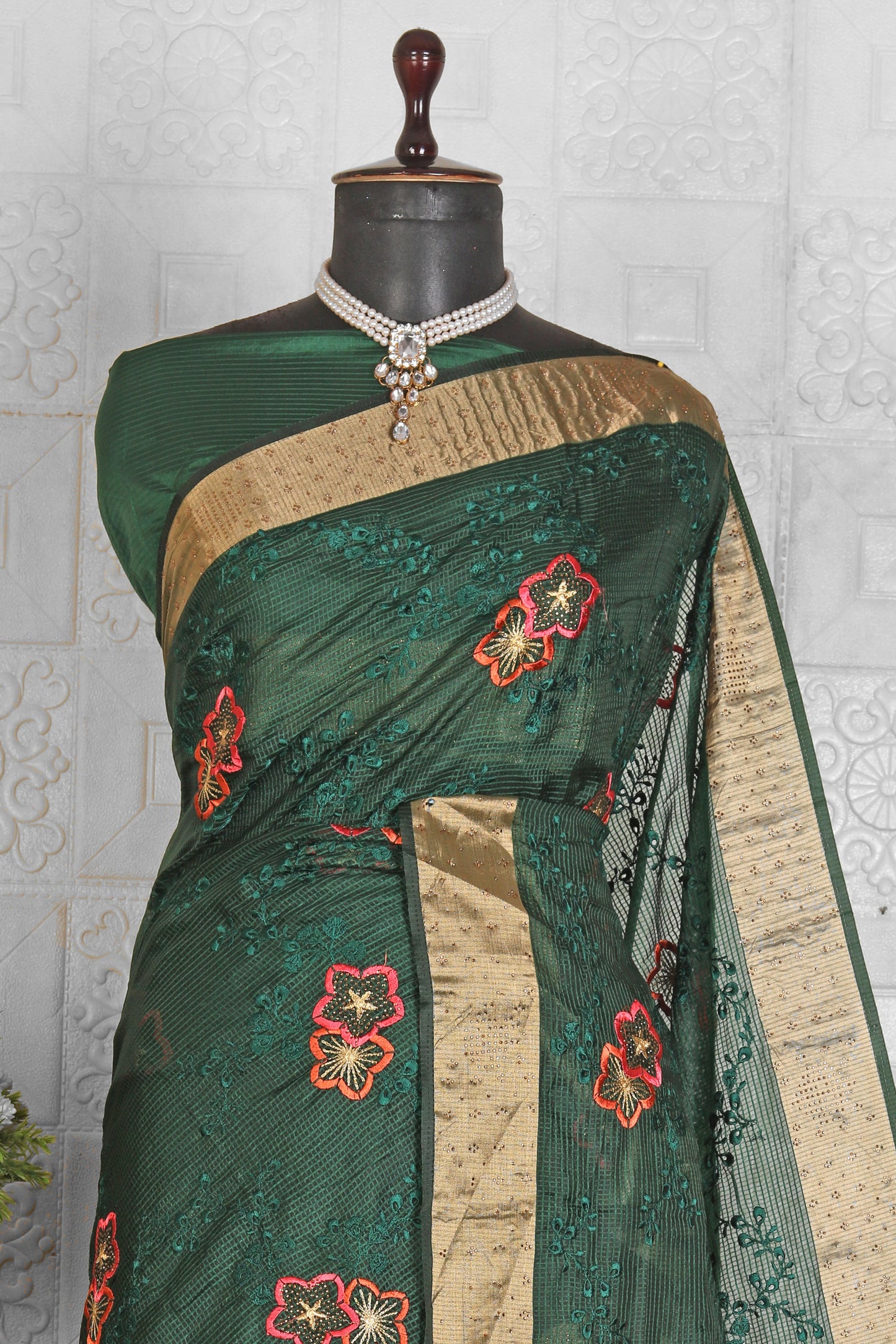 Chanderi Silk Saree with stitched blouse in Germany