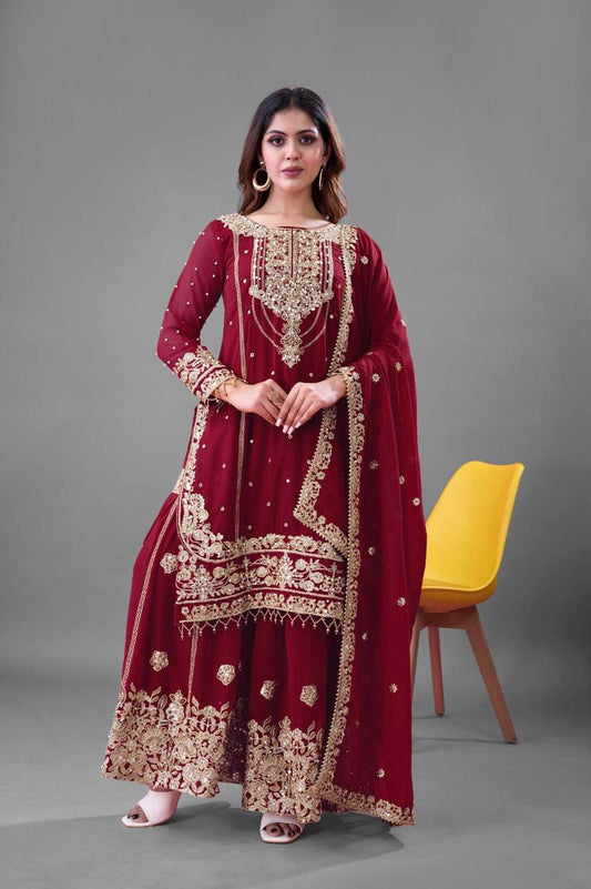 Heavy Embroidery Coding Dori-Sequence Work Top-Bottom And Dupatta Set in Germany