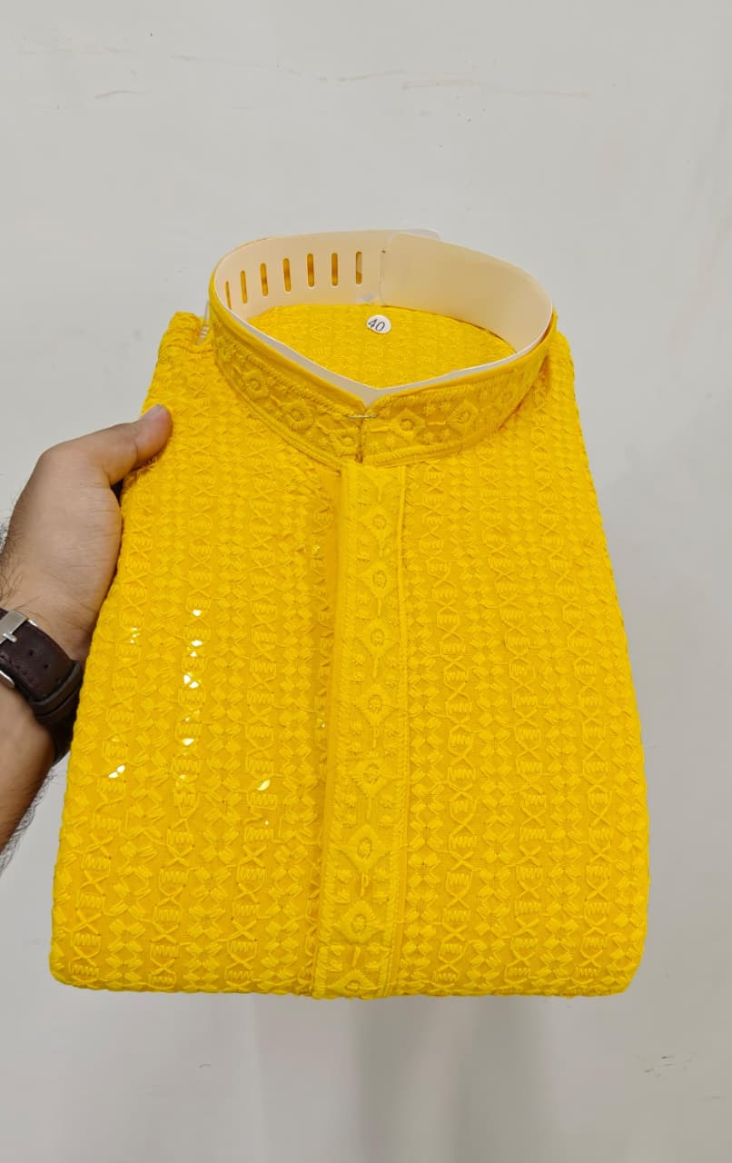 MENS CHIKENKARI HEAVY RAYON KURTA IN BERLIN