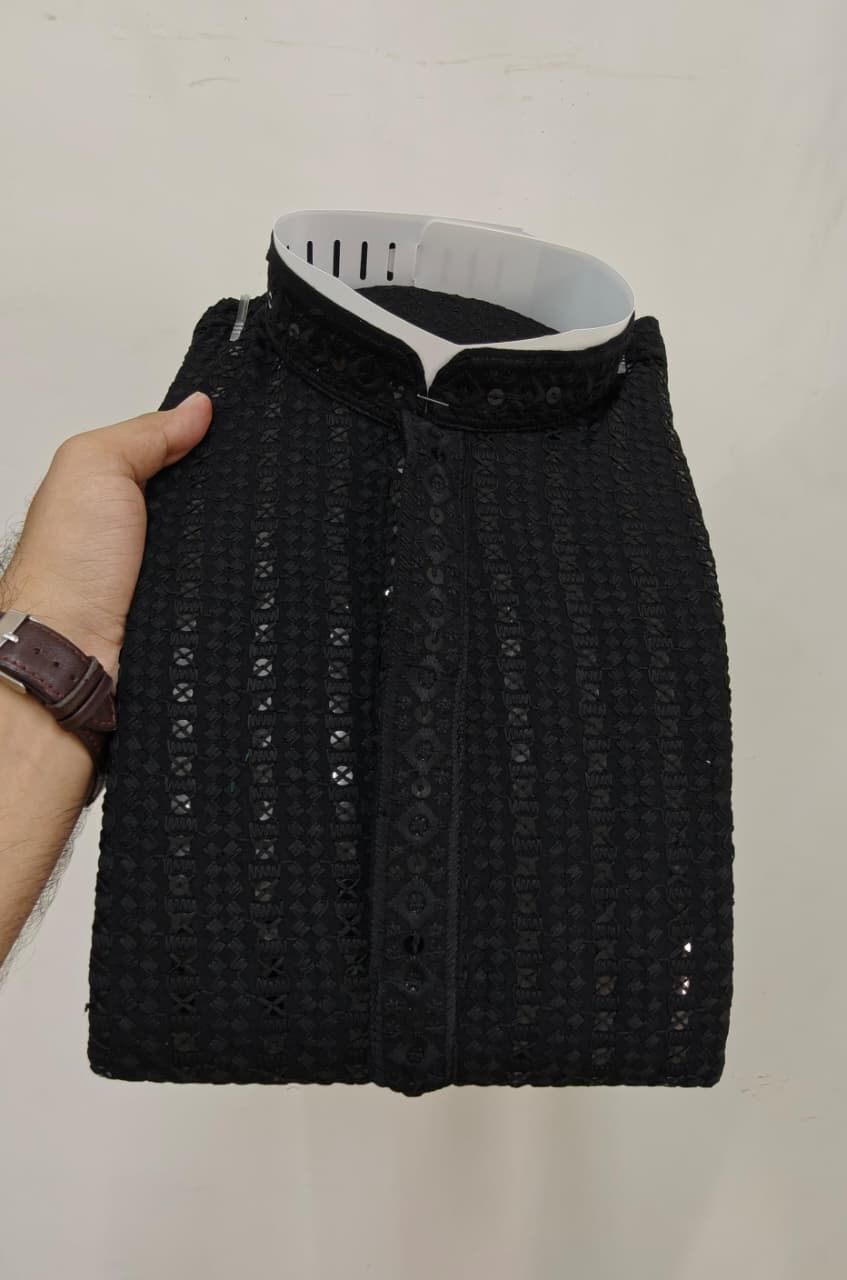 MENS CHIKENKARI HEAVY RAYON KURTA IN BERLIN