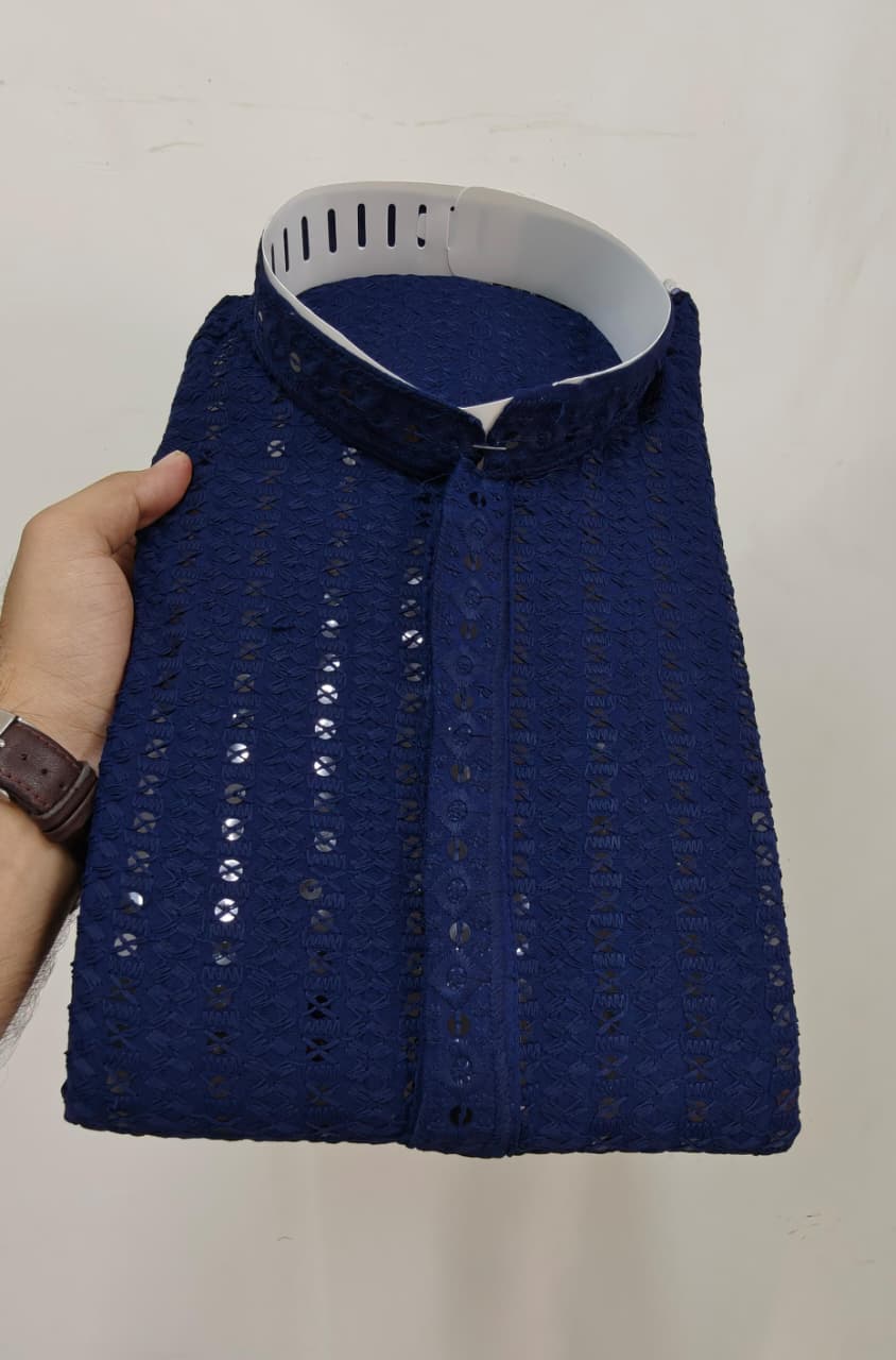 MENS CHIKENKARI HEAVY RAYON KURTA IN BERLIN