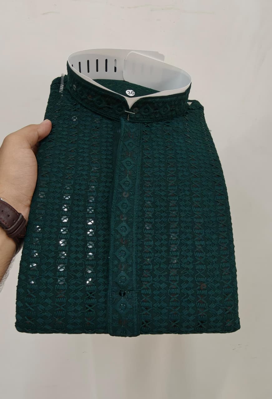 MENS CHIKENKARI HEAVY RAYON KURTA IN BERLIN