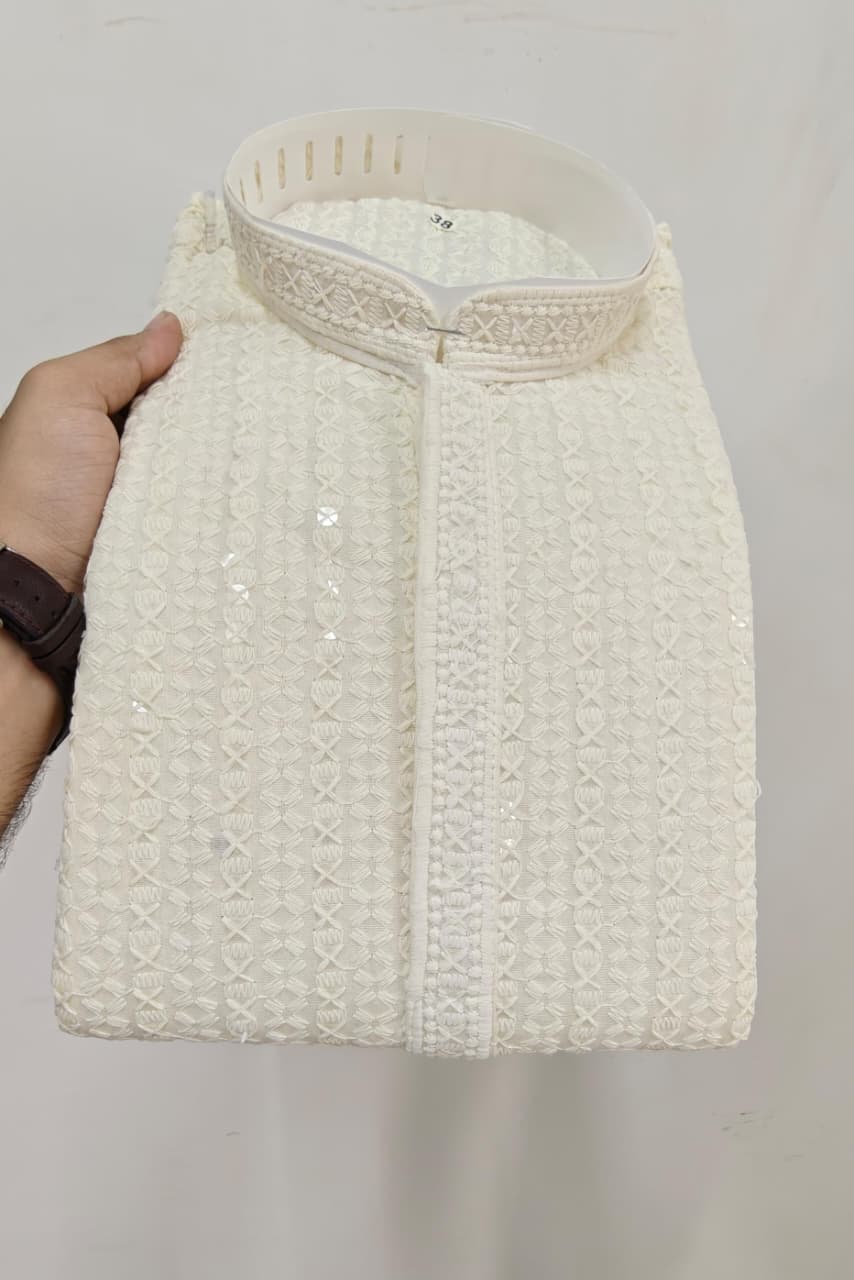 MENS CHIKENKARI HEAVY RAYON KURTA IN BERLIN