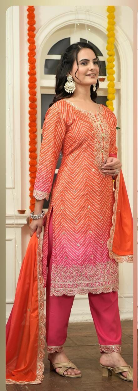 Chinon Silk Readymade Pant Style Suit in Berlin