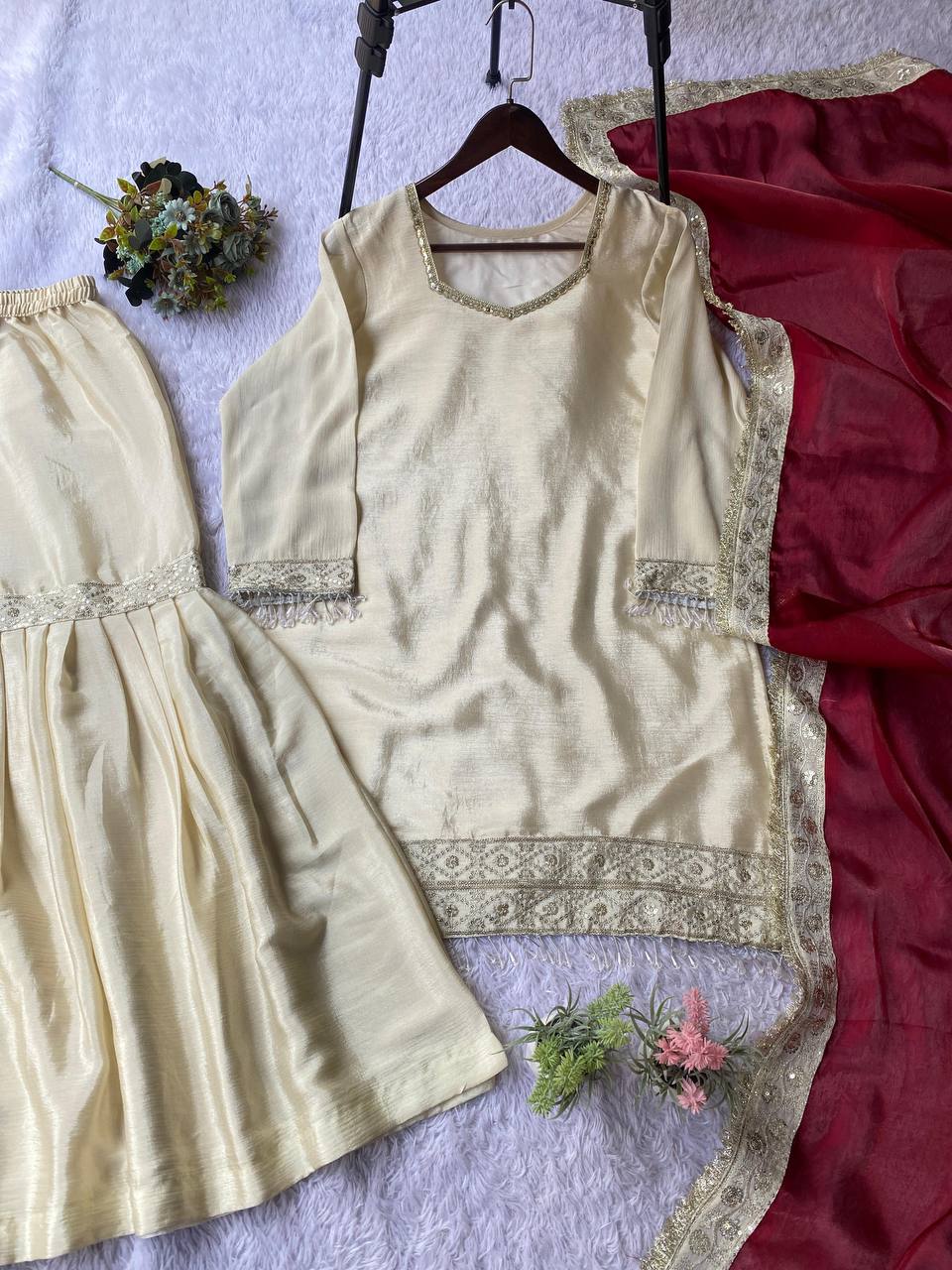 SEQUENCE EMBROIDERED TOP, SARARA  AND DUPATTA IN GERMANY