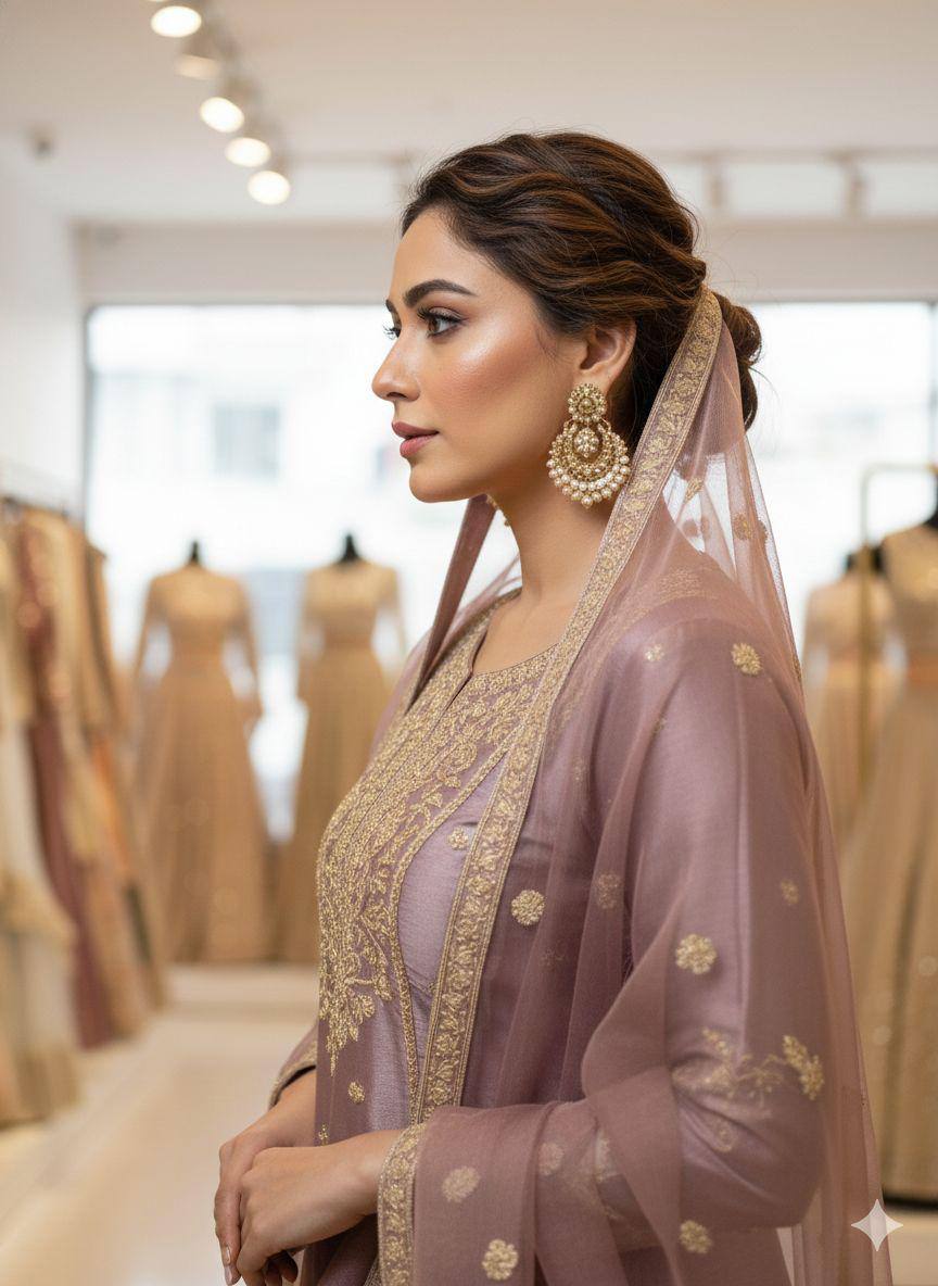 SEQUENCE EMBROIDERED TOP, SARARA AND DUPATTA IN MUNICH