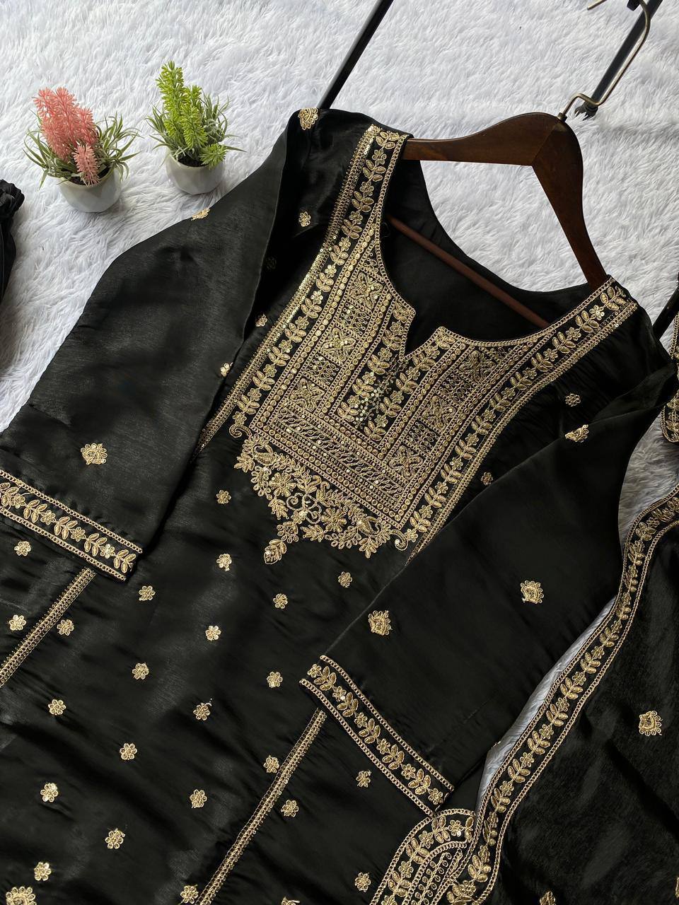SEQUENCE EMBROIDERED TOP, SARARA AND DUPATTA IN MUNICH