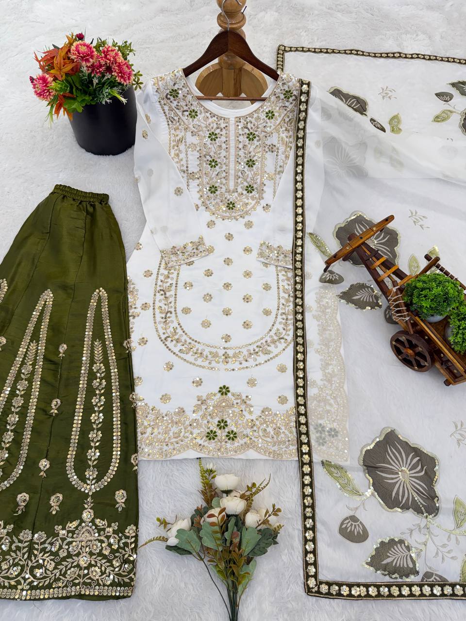 Pure GMY SILK With Heavy Embroidery Sequence Work Suit in Germany