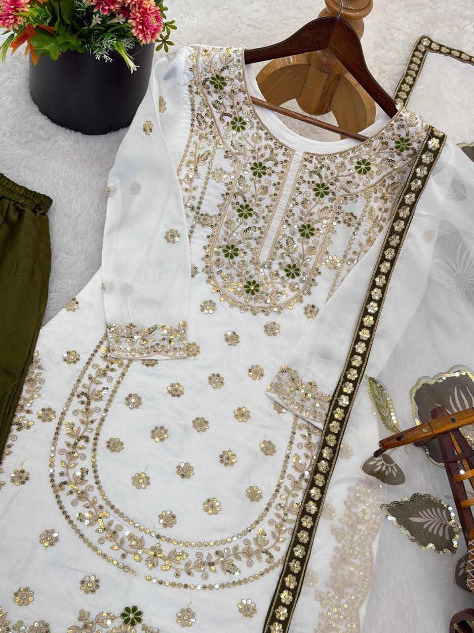 Pure GMY SILK With Heavy Embroidery Sequence Work Suit in Germany
