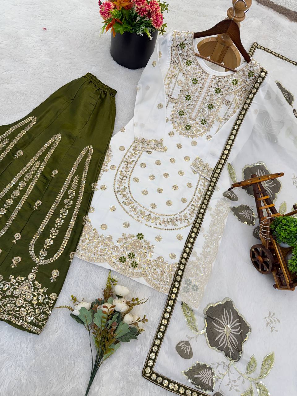 Pure GMY SILK With Heavy Embroidery Sequence Work Suit in Germany