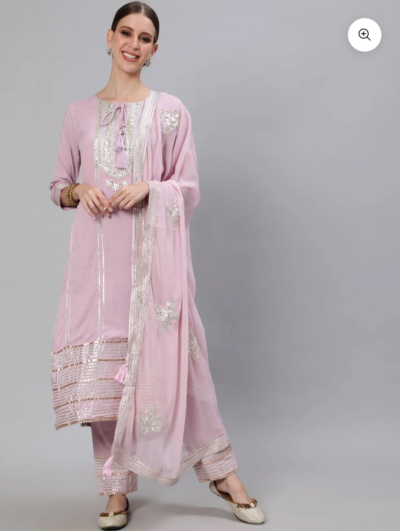 Women's  Gota Patti Embroidered A-Line Kurta Trouser Dupatta Set in Germany