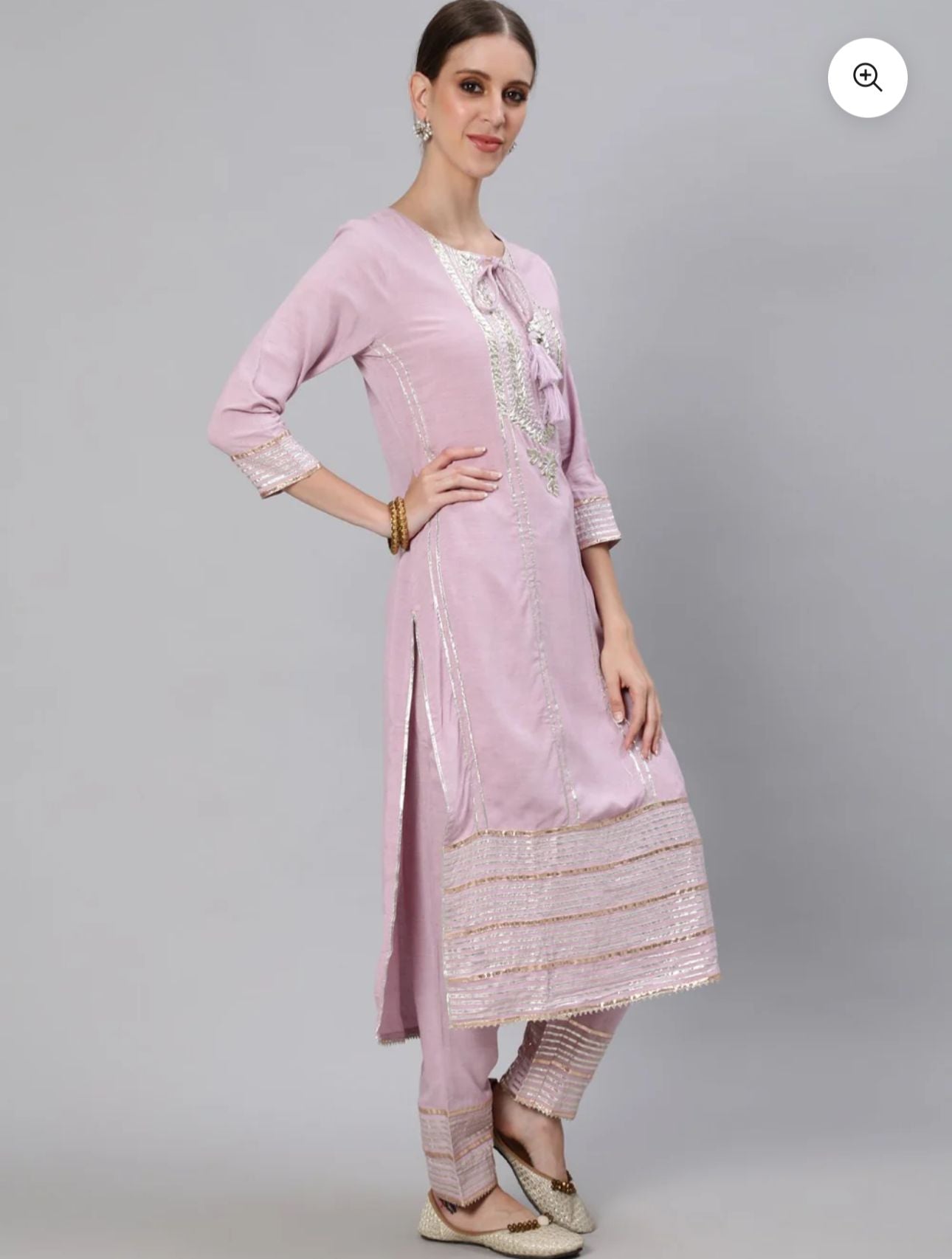 Women's  Gota Patti Embroidered A-Line Kurta Trouser Dupatta Set in Germany