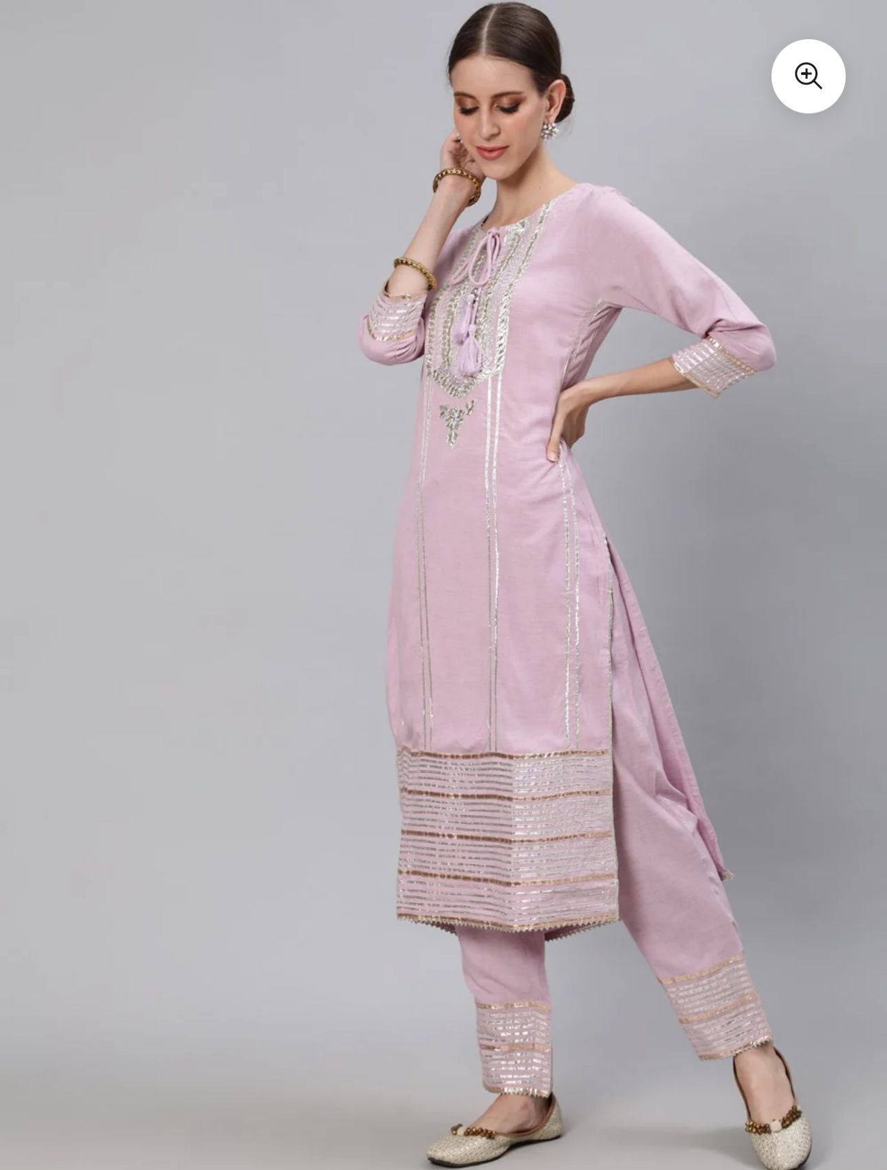 Women's  Gota Patti Embroidered A-Line Kurta Trouser Dupatta Set in Germany