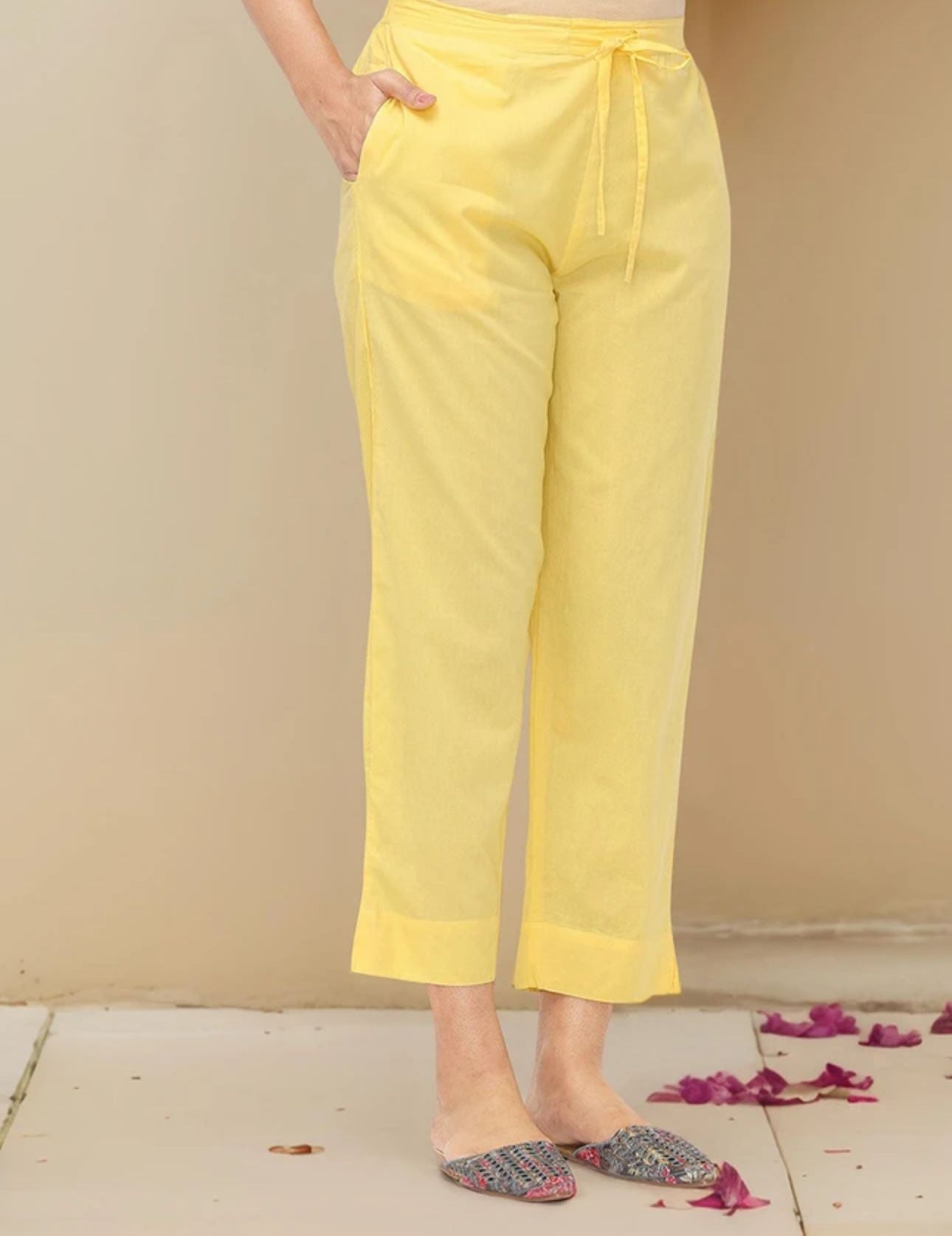 Comfy Yellow Pure Cotton Floral Printed Kurta Set With Straight Bottom And Flowy Dupatta in Munich