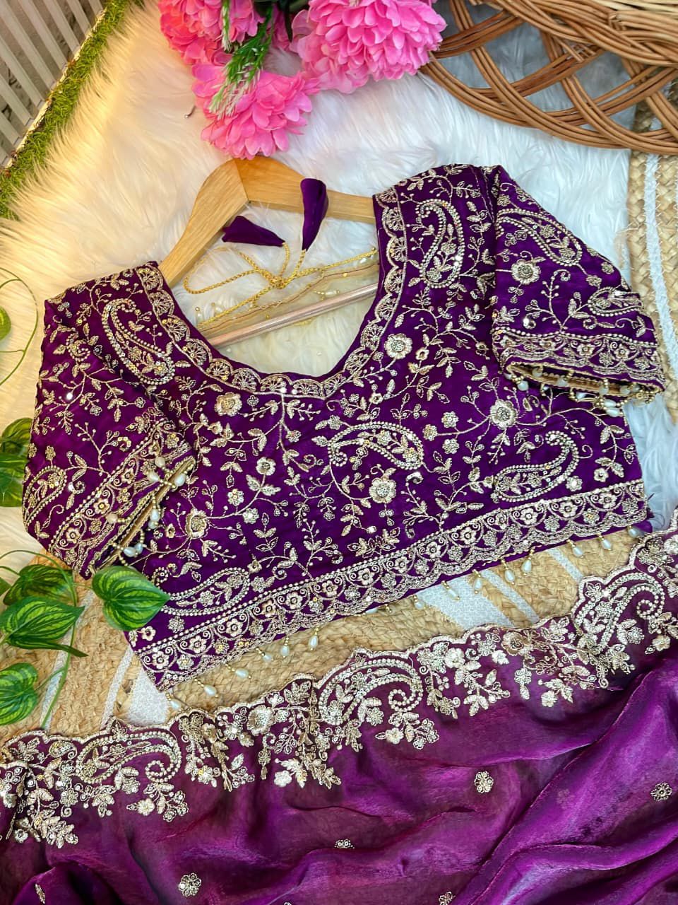 Fandy Silk C -pallu Sequins embroidery work saree in Berlin