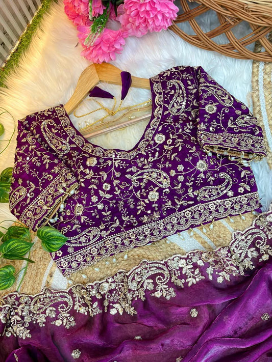 Fandy Silk C -pallu Sequins embroidery work saree in Berlin