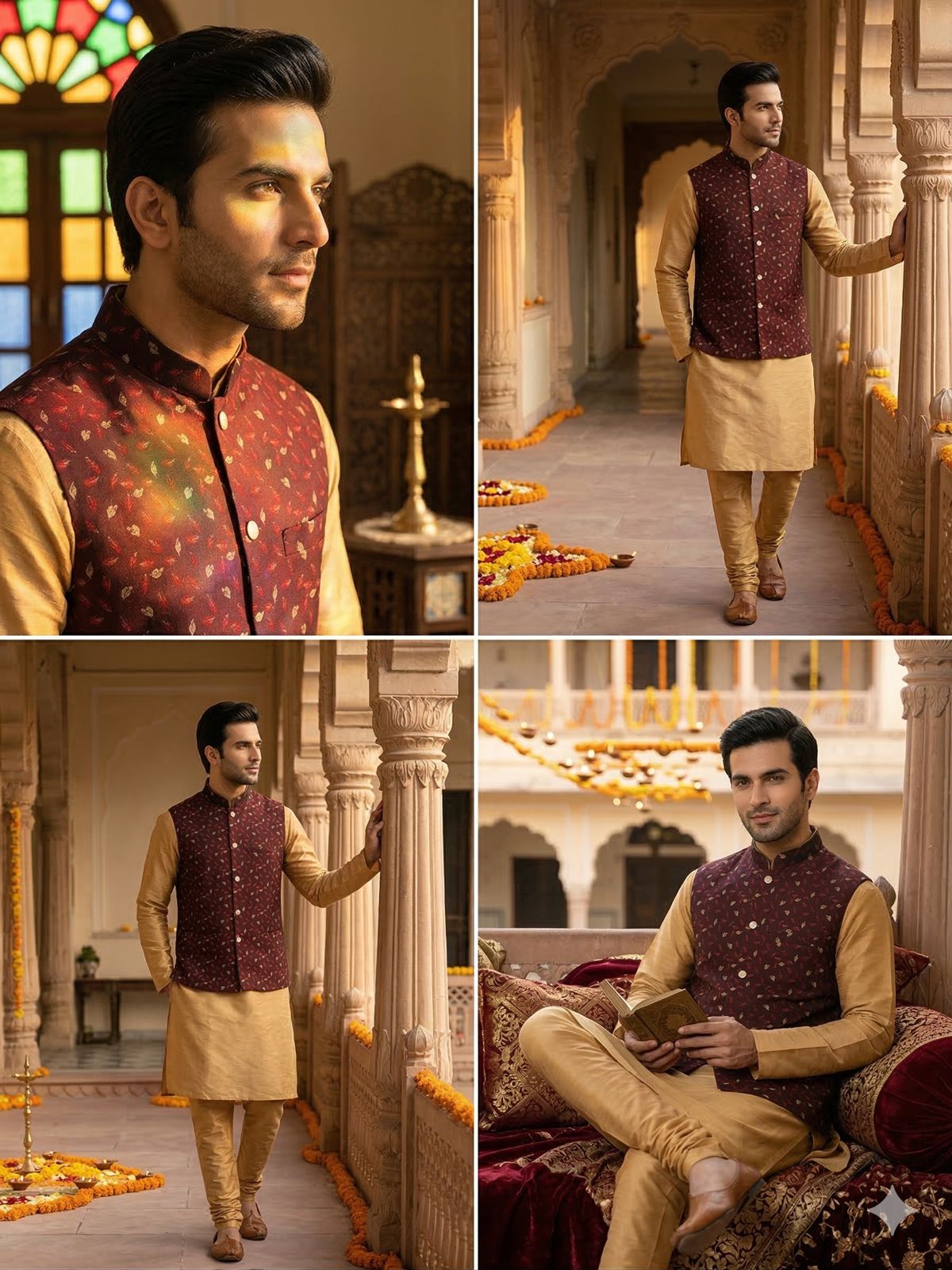 ‎Kurta Payjama With Jacket Jacquard Work Banarasi Silk in Germany