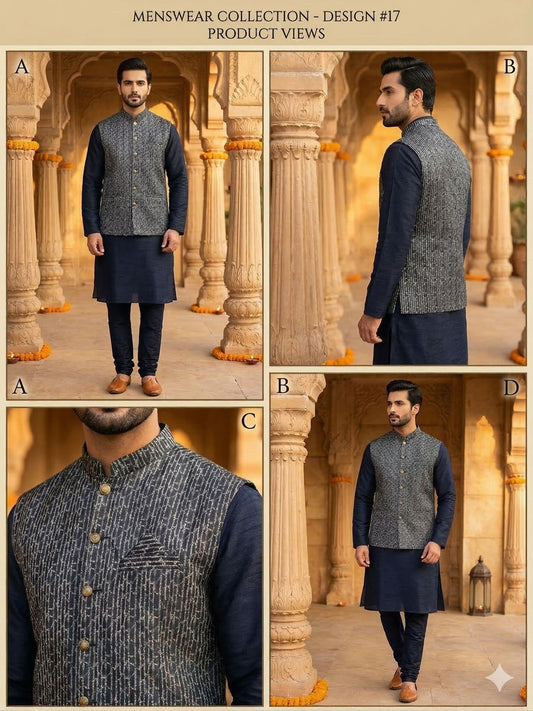 Kurta Payjama With Jacket Jacquard Work Banarasi Silk in Germany