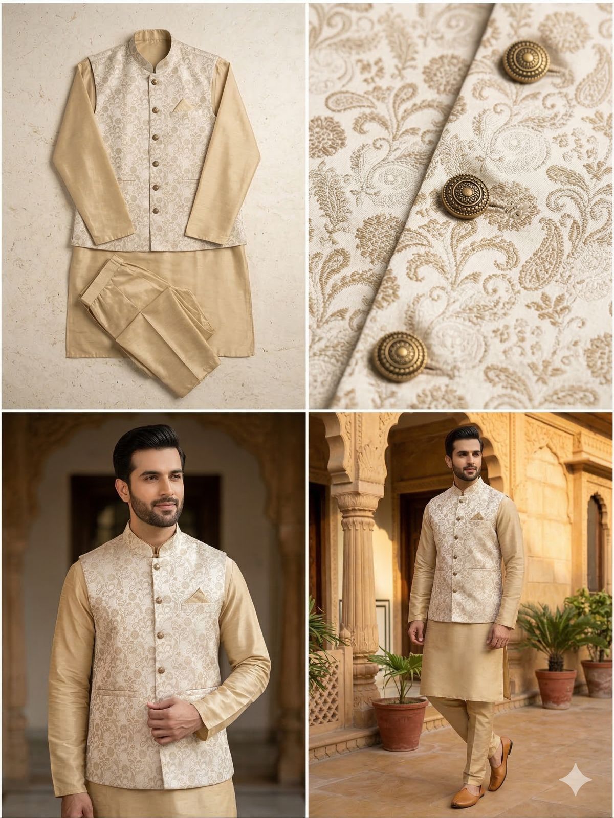 Kurta Payjama With Jacket Jacquard Work Banarasi Silk in Berlin
