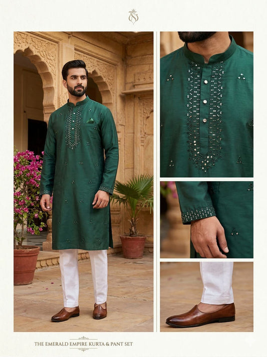 BOTTLE GREEN KURTA PAJAMA IN GERMANY