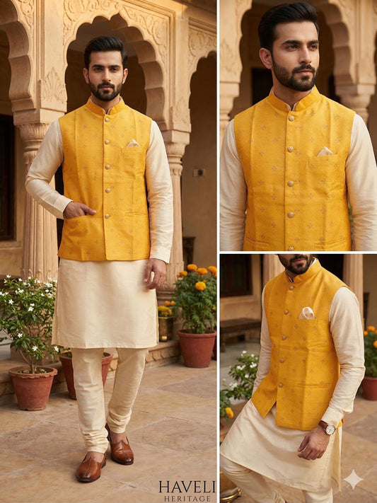 Kurta Payjama With Jacket Jacquard Work Banarasi Silk in Munich