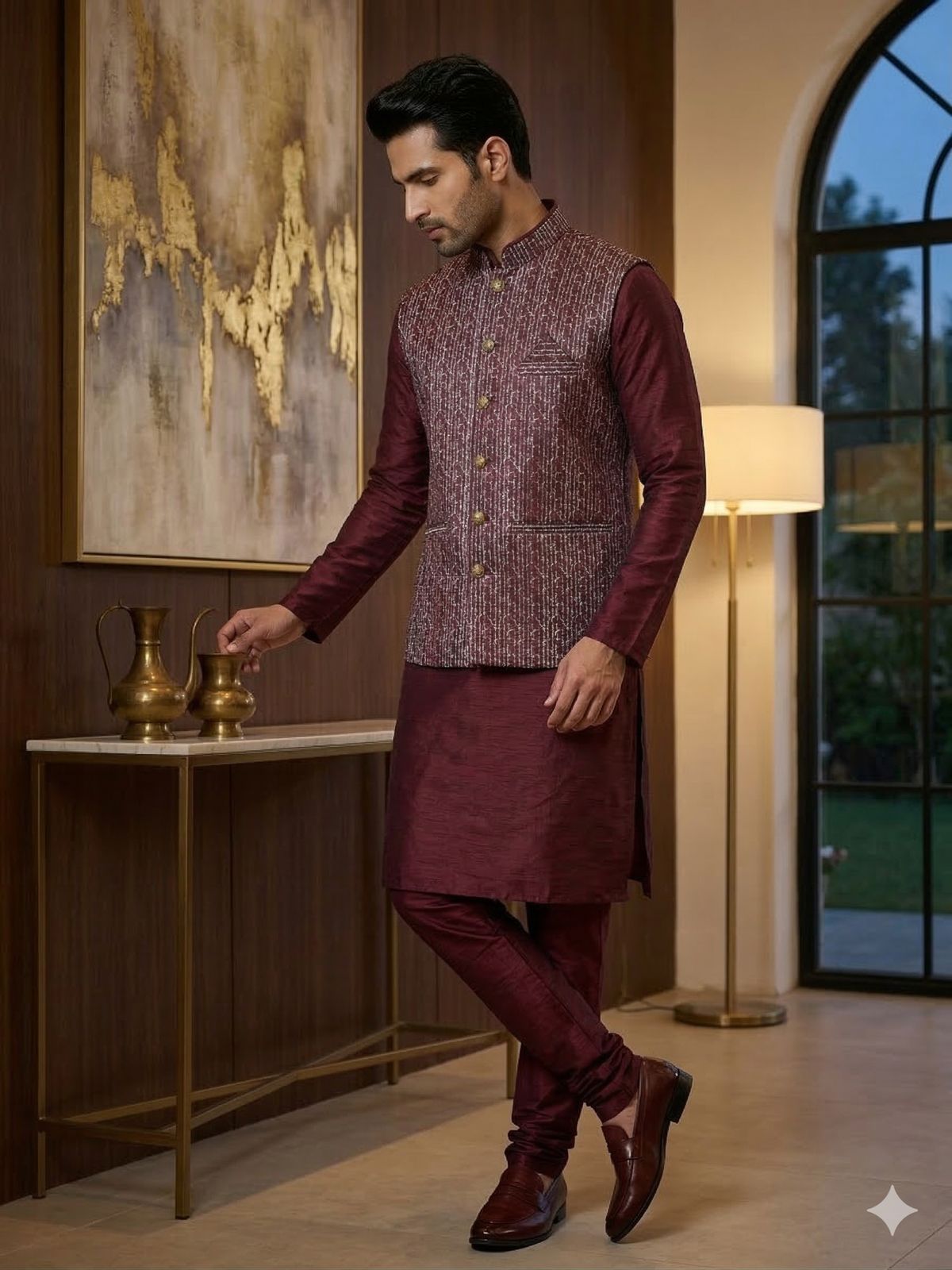 Kurta Payjama With Jacket Jacquard Work Banarasi Silk in Germany